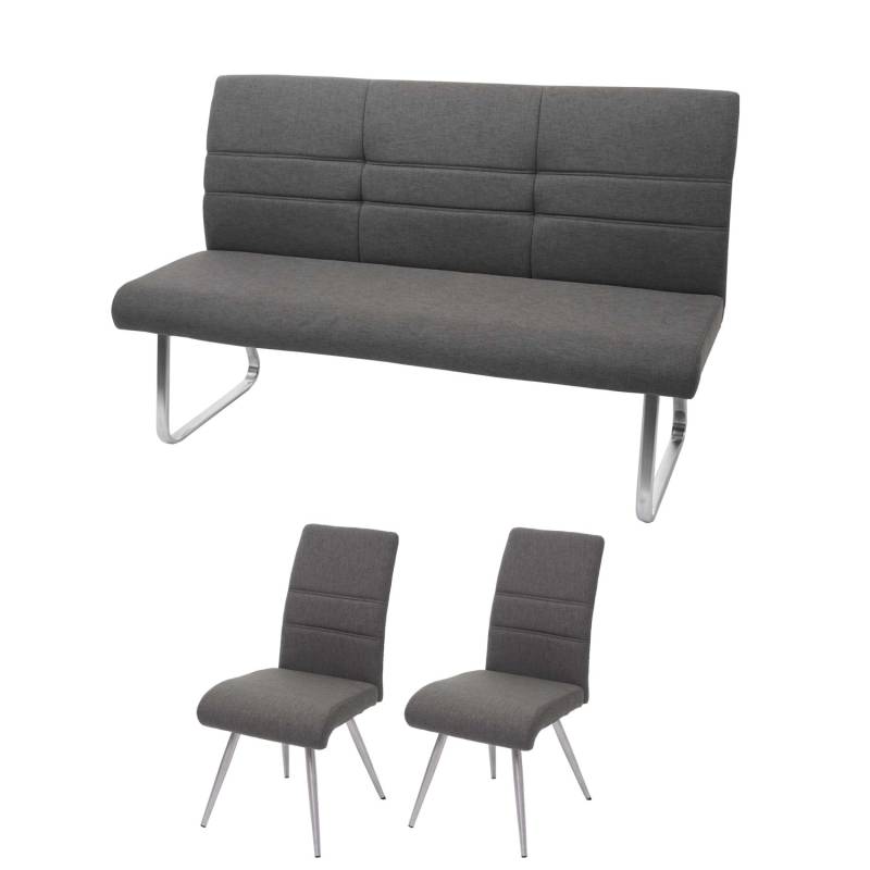 MCW Esszimmer-Set G55 Bank Küchenstuhl Stuhl Grau-Braun Bank 160cm von MCW