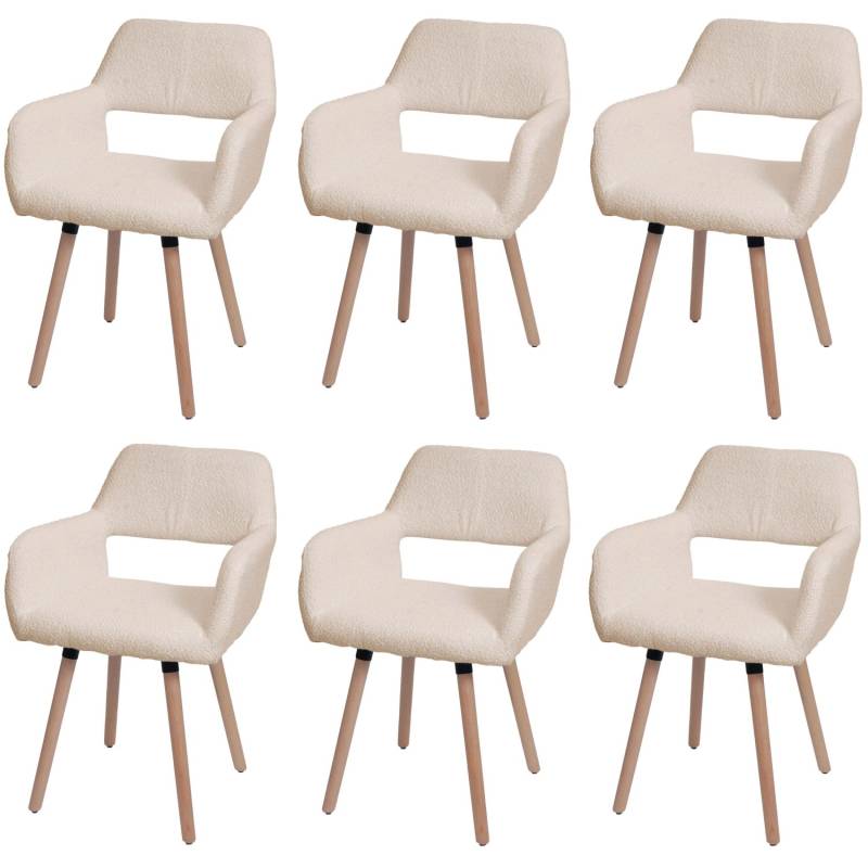 MCW Esszimmerstuhl A50 II 6er-Set Beige Stoff/Textil Boucle 450g/m² von MCW