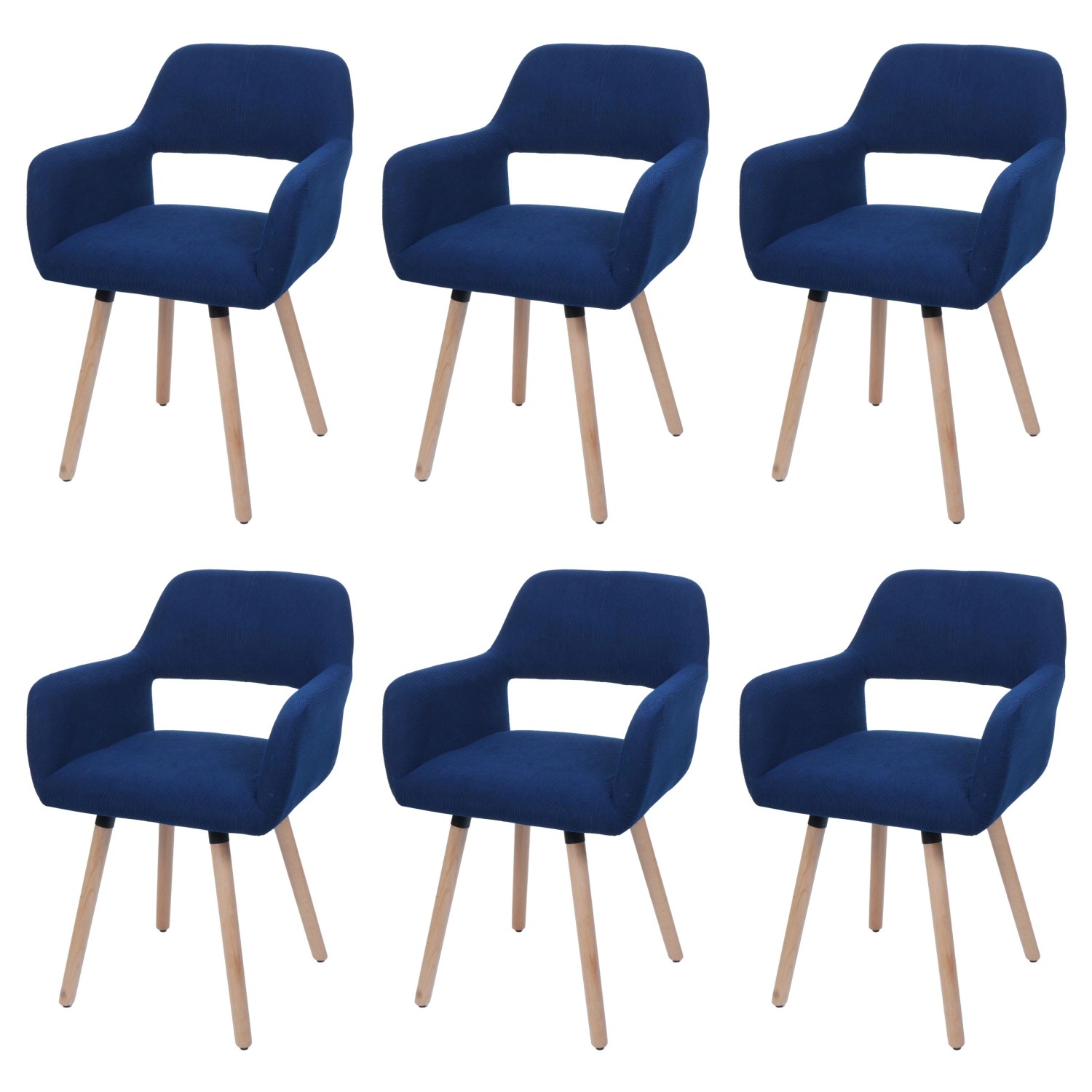 MCW Esszimmerstuhl A50 II 6er-Set Blau Stoff/Textil Cord 400g/m² von MCW