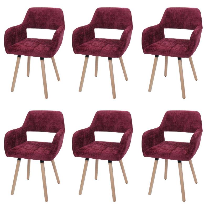 MCW Esszimmerstuhl A50 II 6er-Set Bordeaux Stoff/Textil Chenille 465g/m² von MCW