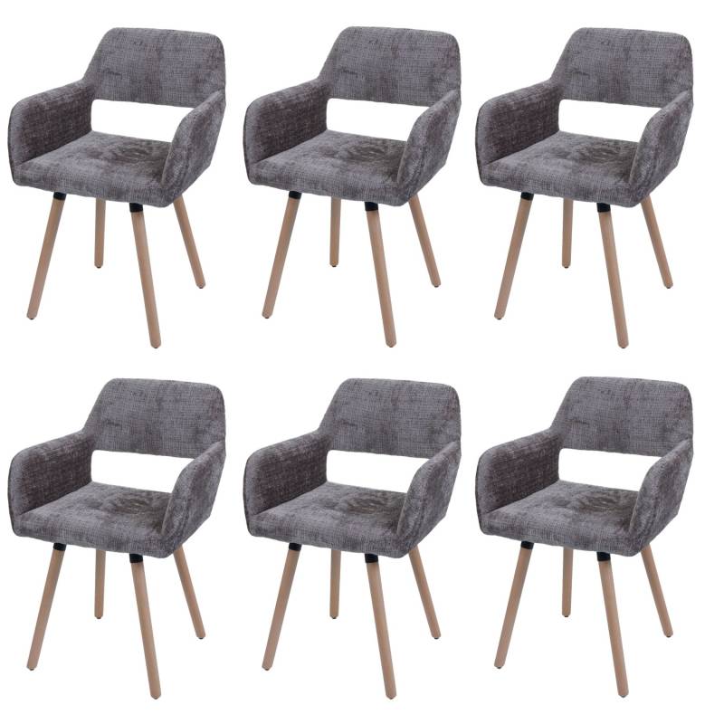MCW Esszimmerstuhl A50 II 6er-Set Braun Stoff/Textil Chenille 465g/m² von MCW