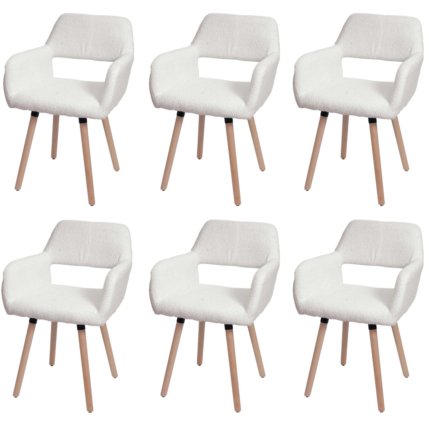 MCW Esszimmerstuhl A50 II 6er-Set Creme Stoff/Textil Boucle 450g/m² von MCW
