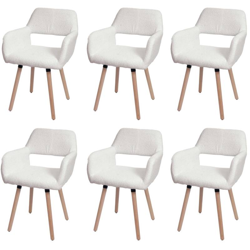 MCW Esszimmerstuhl A50 II 6er-Set Creme Stoff/Textil Boucle 450g/m² von MCW