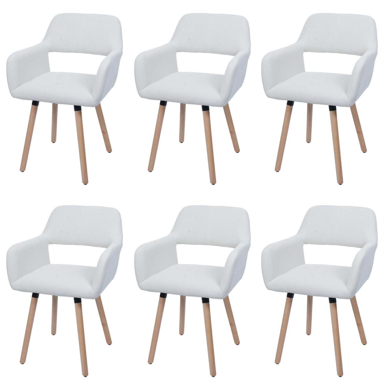 MCW Esszimmerstuhl A50 II 6er-Set Creme-Weiß Stoff/Textil Cord 400g/m² von MCW