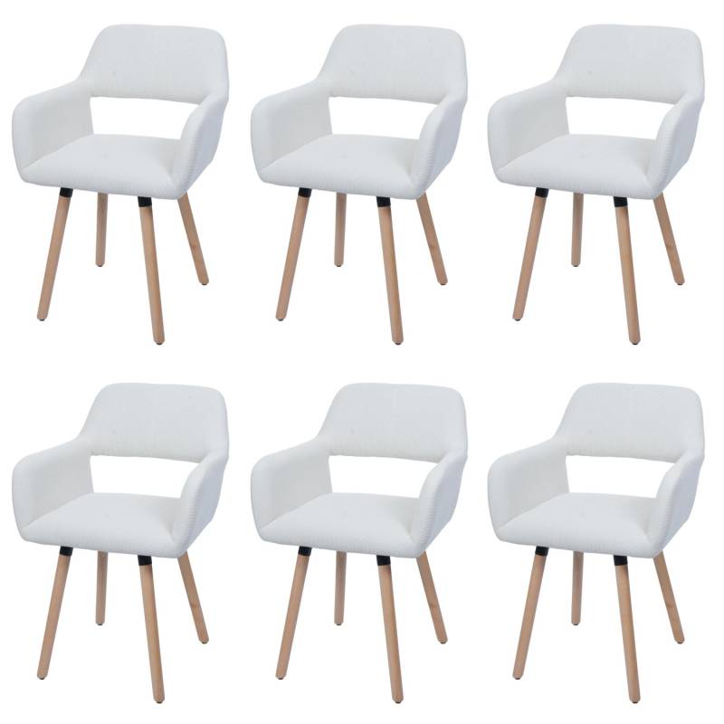 MCW Esszimmerstuhl A50 II 6er-Set Creme-Weiß Stoff/Textil Cord 400g/m² von MCW
