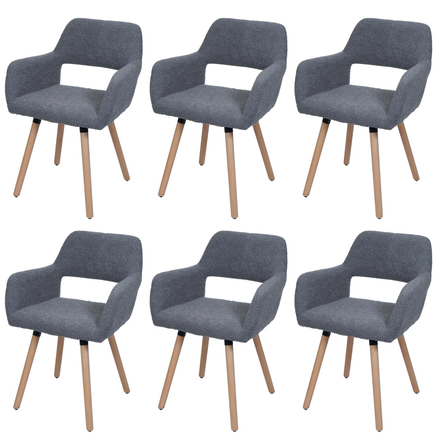MCW Esszimmerstuhl A50 II 6er-Set Dunkelgrau Stoff/Textil Boucle 450g/m² von MCW