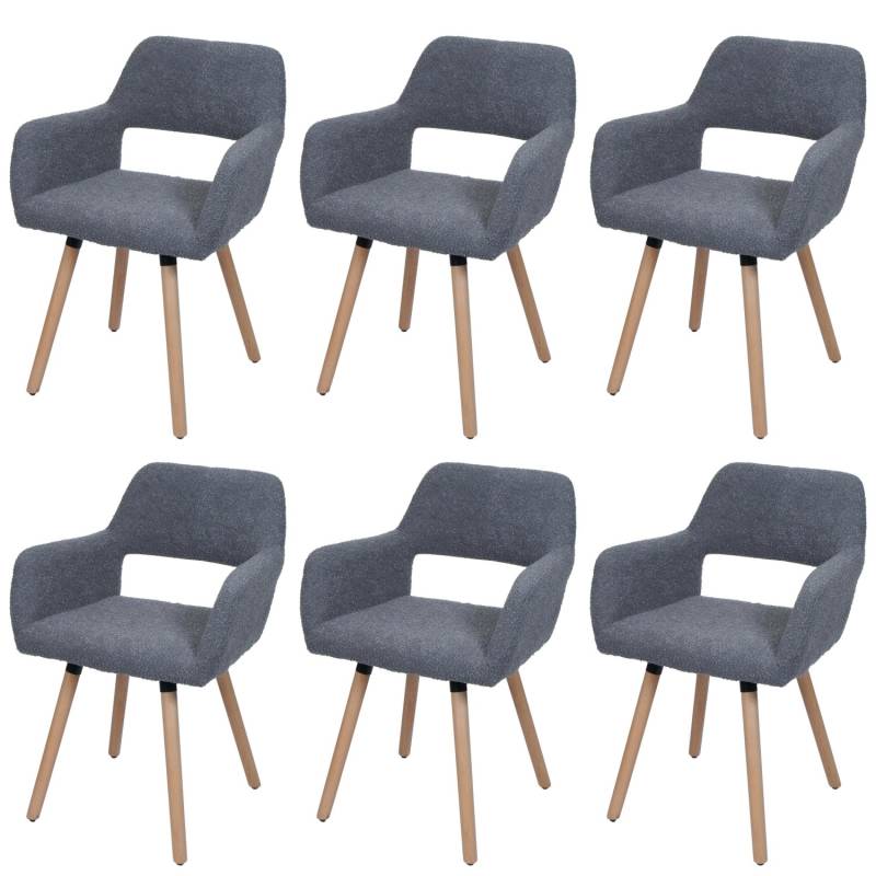 MCW Esszimmerstuhl A50 II 6er-Set Dunkelgrau Stoff/Textil Boucle 450g/m² von MCW