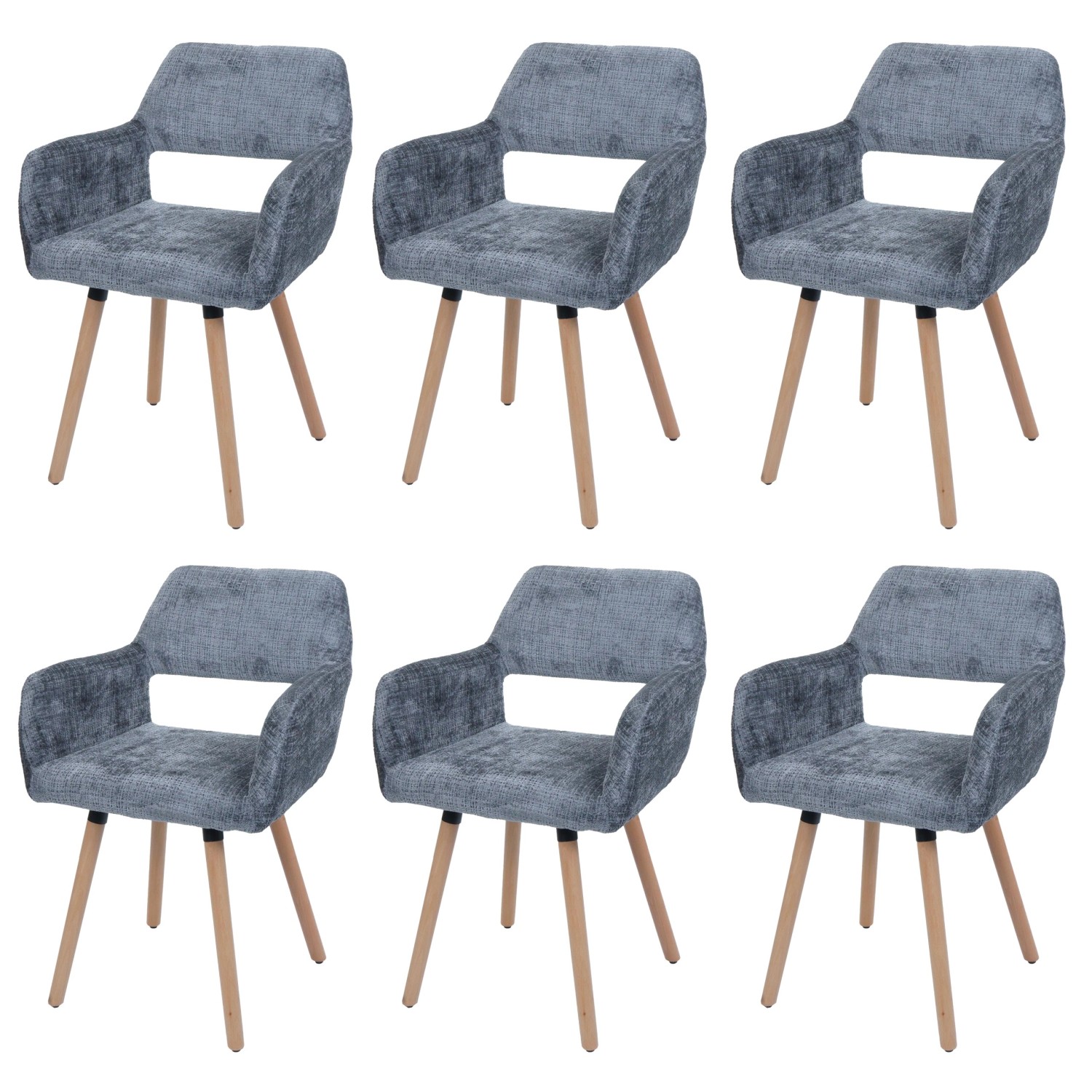 MCW Esszimmerstuhl A50 II 6er-Set Dunkelgrau Stoff/Textil Chenille 465g/m² von MCW