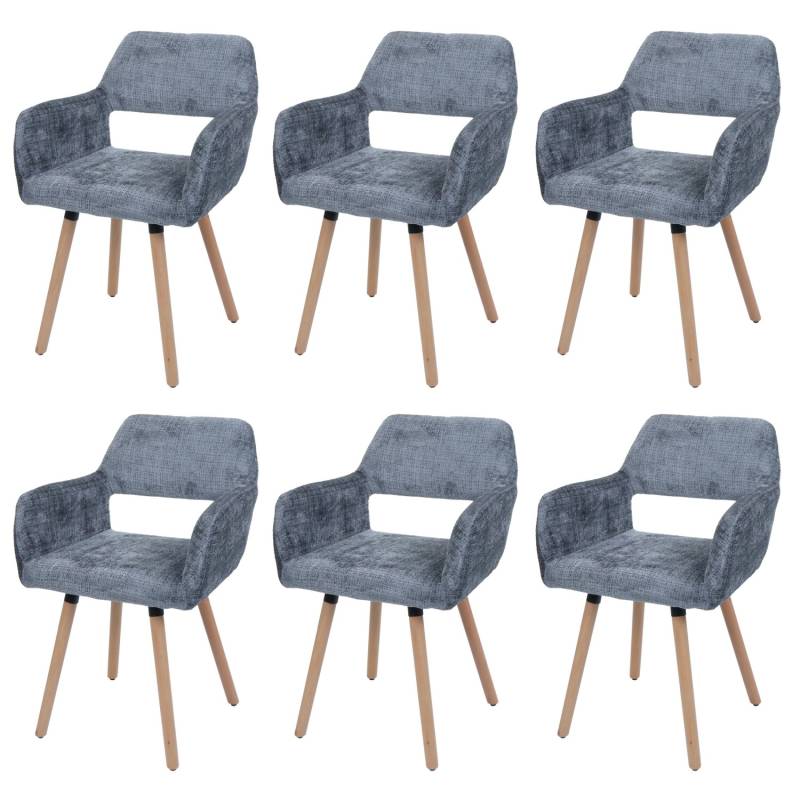 MCW Esszimmerstuhl A50 II 6er-Set Dunkelgrau Stoff/Textil Chenille 465g/m² von MCW