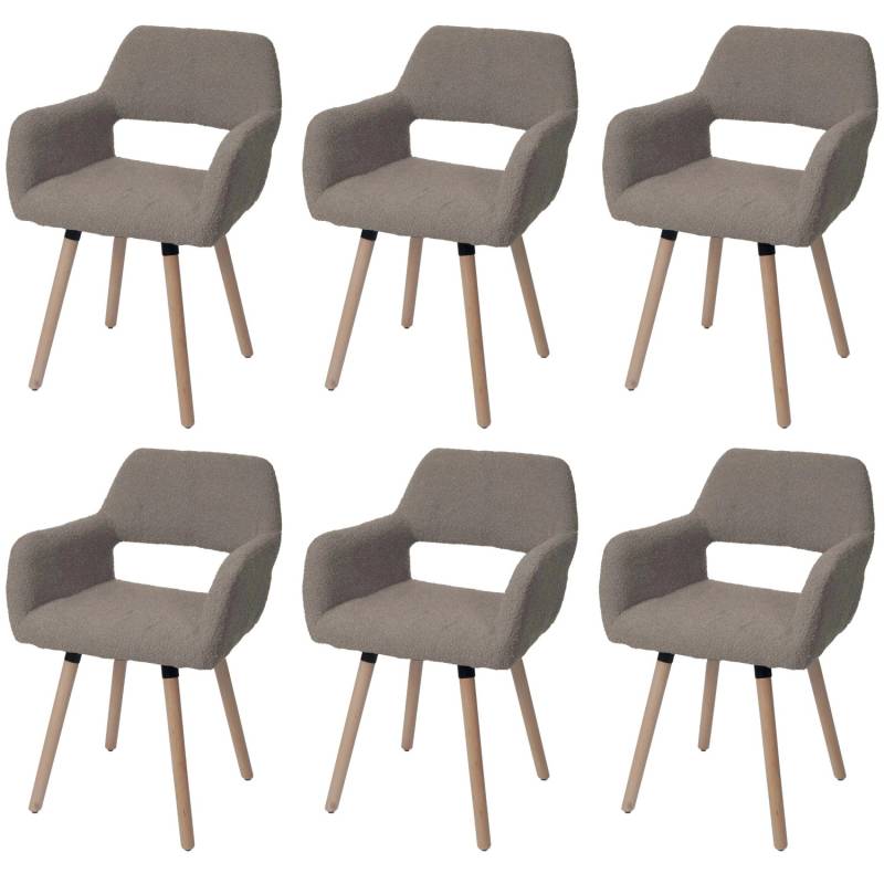 MCW Esszimmerstuhl A50 II 6er-Set Taupe Stoff/Textil Boucle 450g/m² von MCW