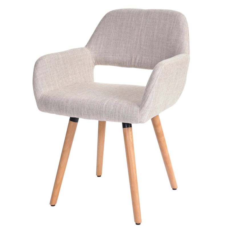 MCW Esszimmerstuhl A50 II 6er-Set Textil Creme/grau Helle Beine von MCW