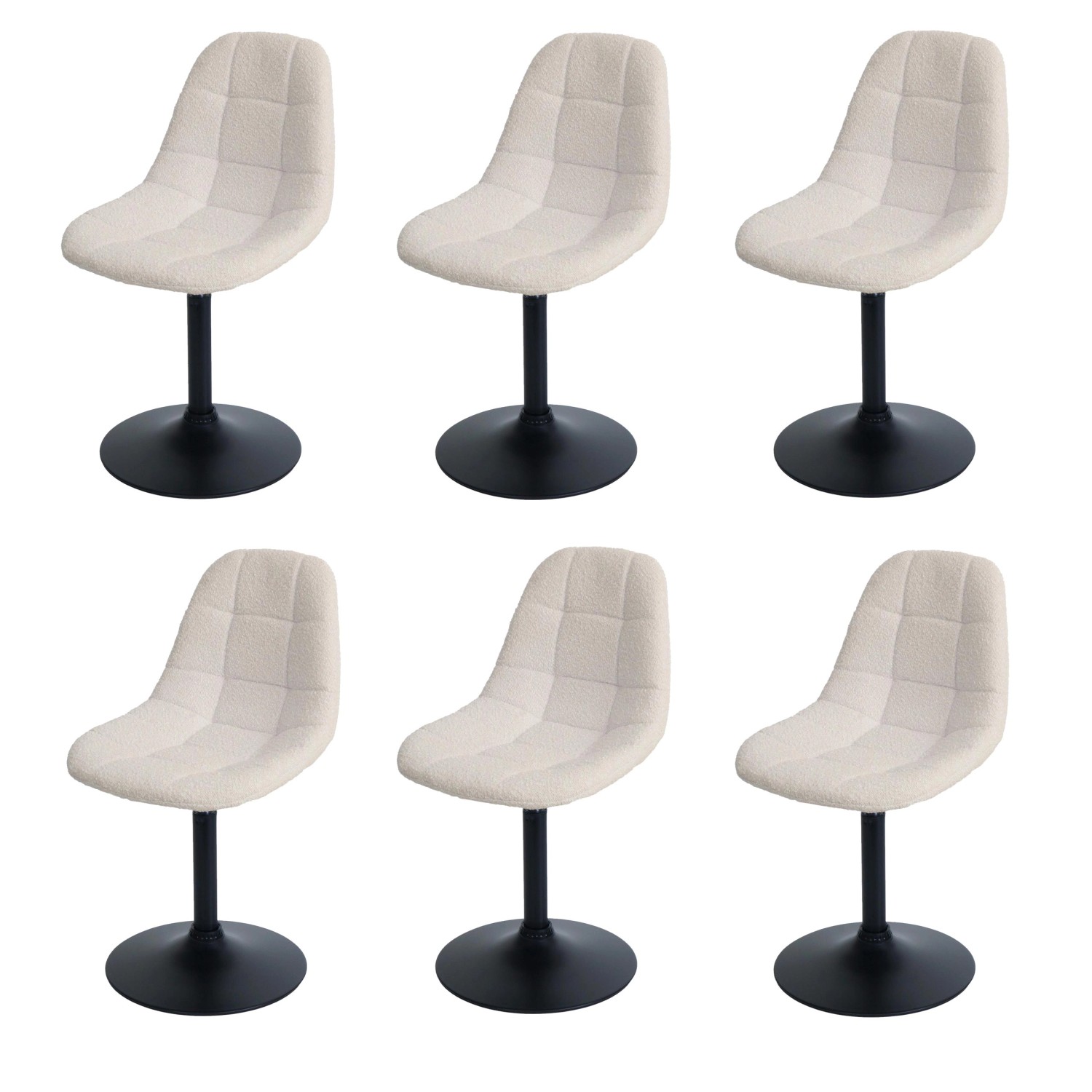 MCW Esszimmerstuhl A60 6er-Set Stoff/Textil Boucle 450g/m² Beige von MCW