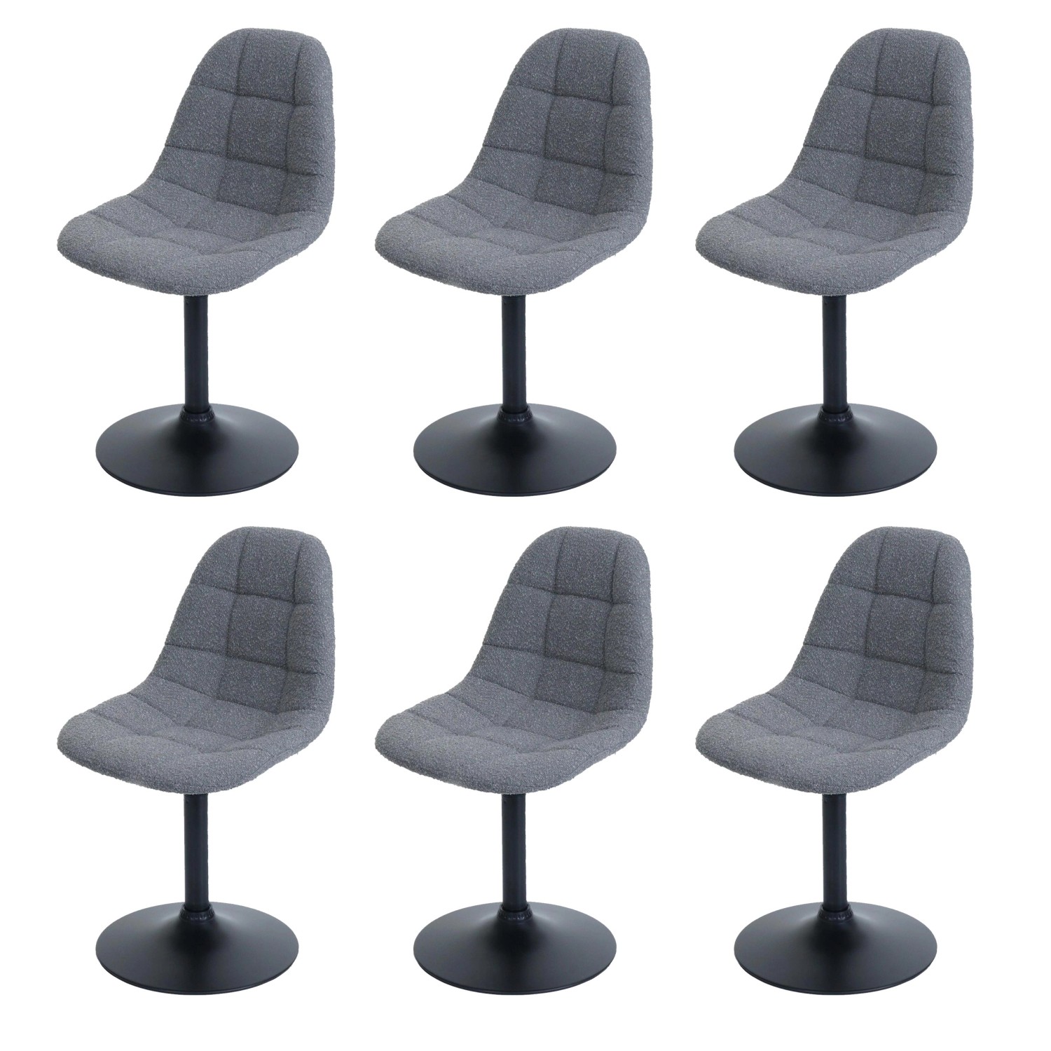 MCW Esszimmerstuhl A60 6er-Set Stoff/Textil Boucle 450g/m² Dunkelgrau von MCW