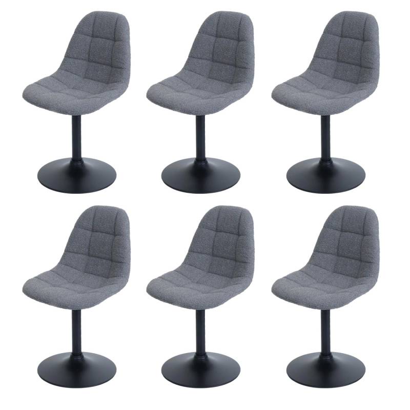 MCW Esszimmerstuhl A60 6er-Set Stoff/Textil Boucle 450g/m² Dunkelgrau von MCW