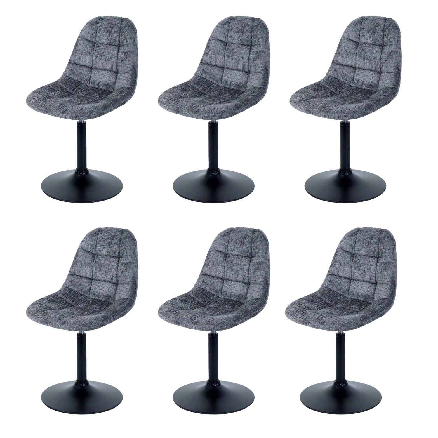 MCW Esszimmerstuhl A60 6er-Set Stoff/Textil Chenille 465g/m² Dunkelgrau von MCW