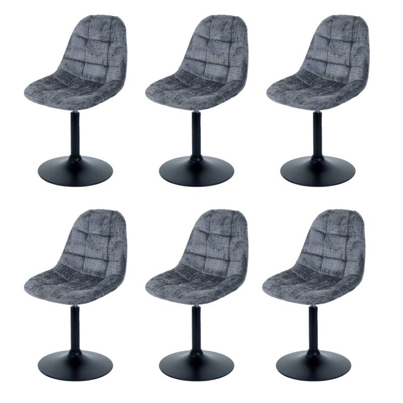 MCW Esszimmerstuhl A60 6er-Set Stoff/Textil Chenille 465g/m² Dunkelgrau von MCW