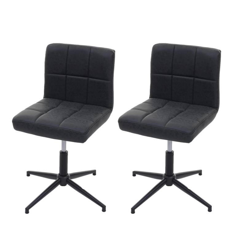 MCW Esszimmerstuhl Cadiz II 2er-Set Kunstleder Dunkelgrau Fuß Schwarz von MCW