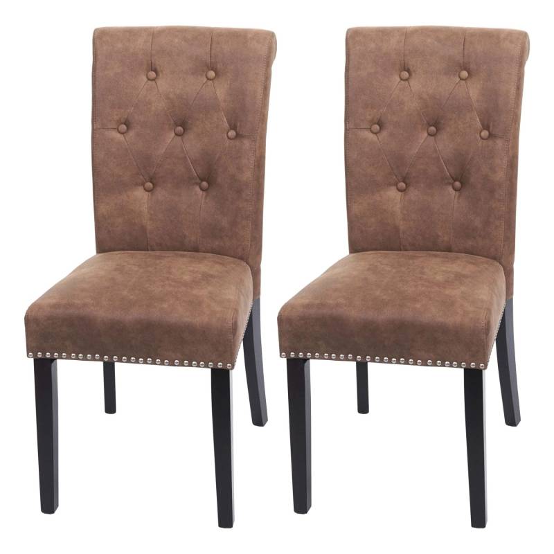 MCW Esszimmerstuhl Chesterfield II 2er-Set Stoff/Textil Braun Dunkle Beine von MCW