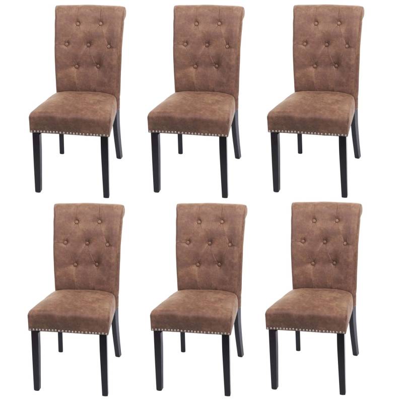 MCW Esszimmerstuhl Chesterfield II 6er-Set Stoff/Textil Braun Dunkle Beine von MCW