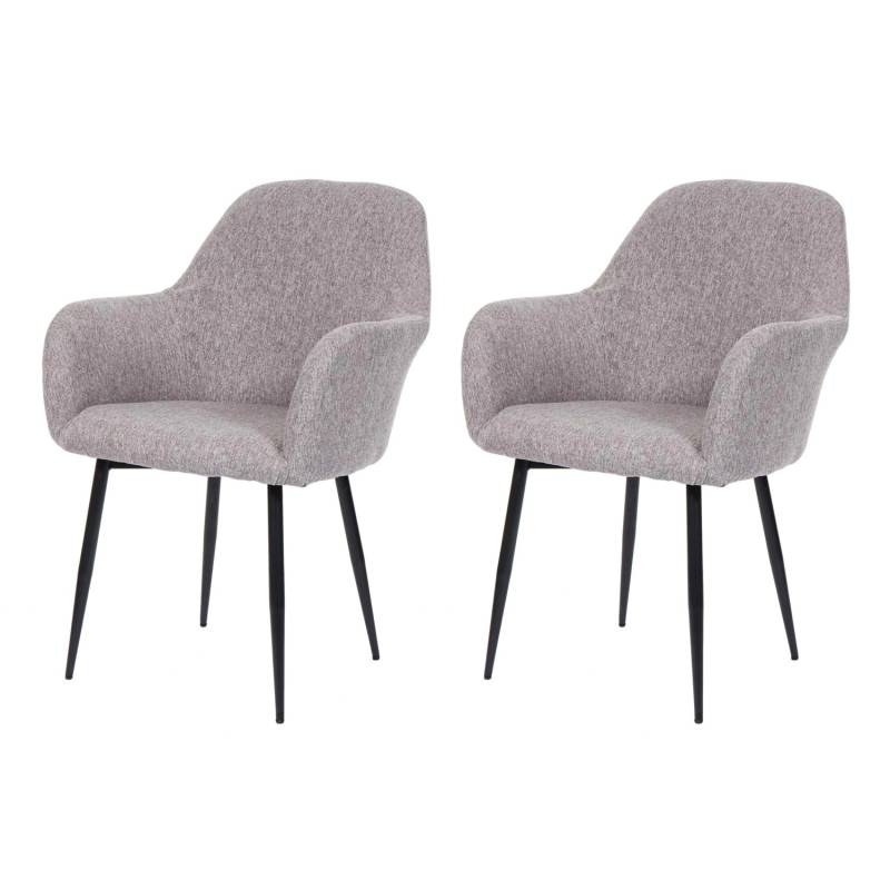 MCW Esszimmerstuhl F18 2er-Set Stoff/Textil Grau Schwarze Beine von MCW