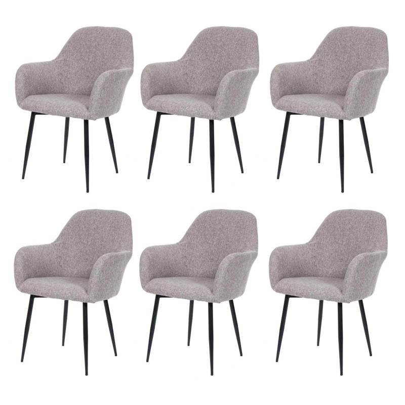 MCW Esszimmerstuhl F18 6er-Set Stoff/Textil Grau Schwarze Beine von MCW