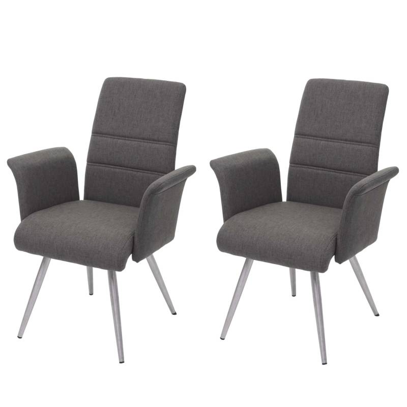 MCW Esszimmerstuhl G55 2er-Set Grau-Braun mit Armlehne von MCW