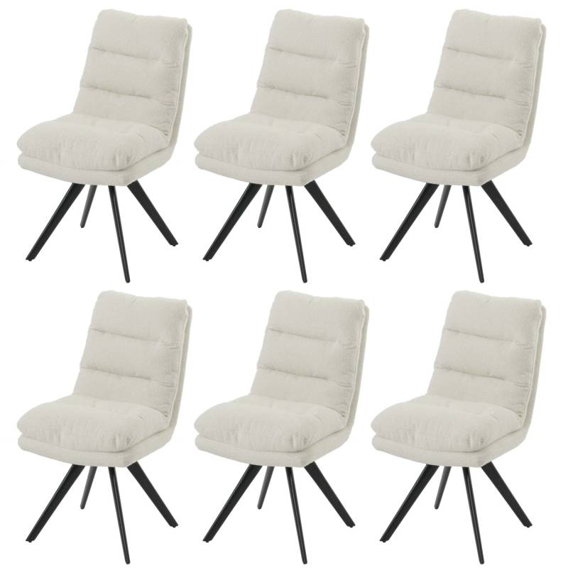 MCW Esszimmerstuhl G66 Boucle 6er-Set Cremeweiß von MCW