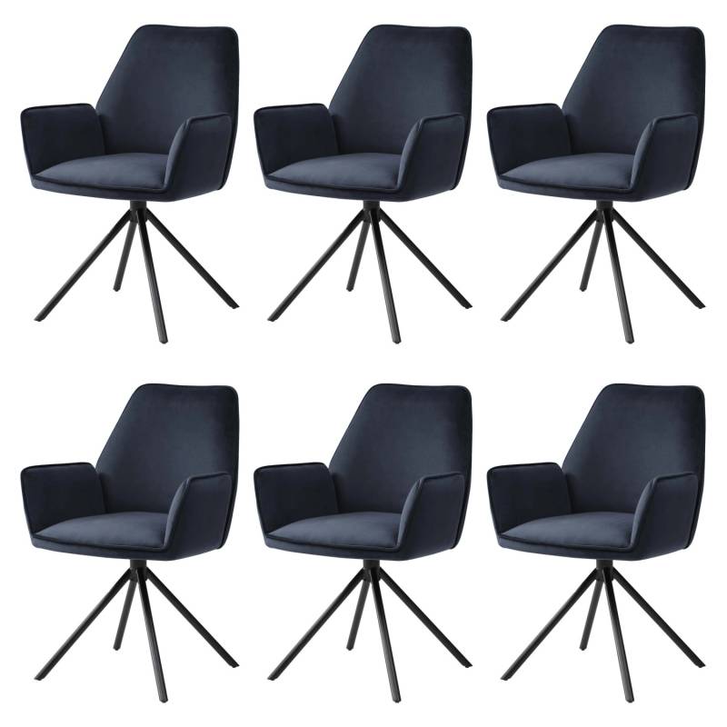 MCW Esszimmerstuhl G67 6er-Set Anthrazit-Blau Beine Schwarz von MCW