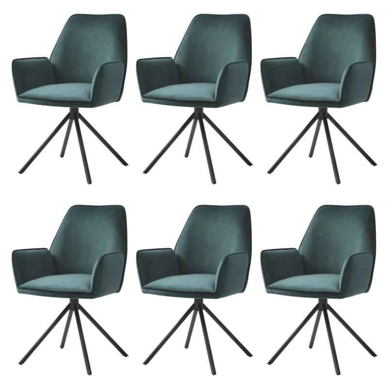 MCW Esszimmerstuhl G67 6er-Set Grün Beine Schwarz von MCW
