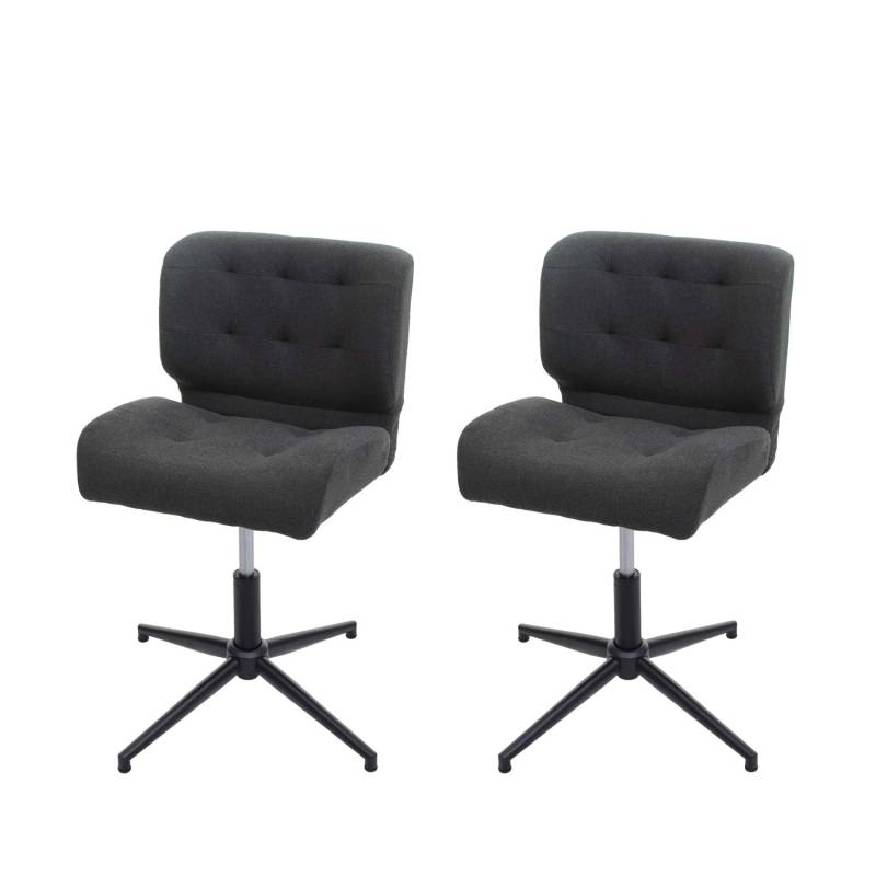 MCW Esszimmerstuhl H42 2er-Set Stoff/Textil Dunkelgrau Fuß Schwarz von MCW