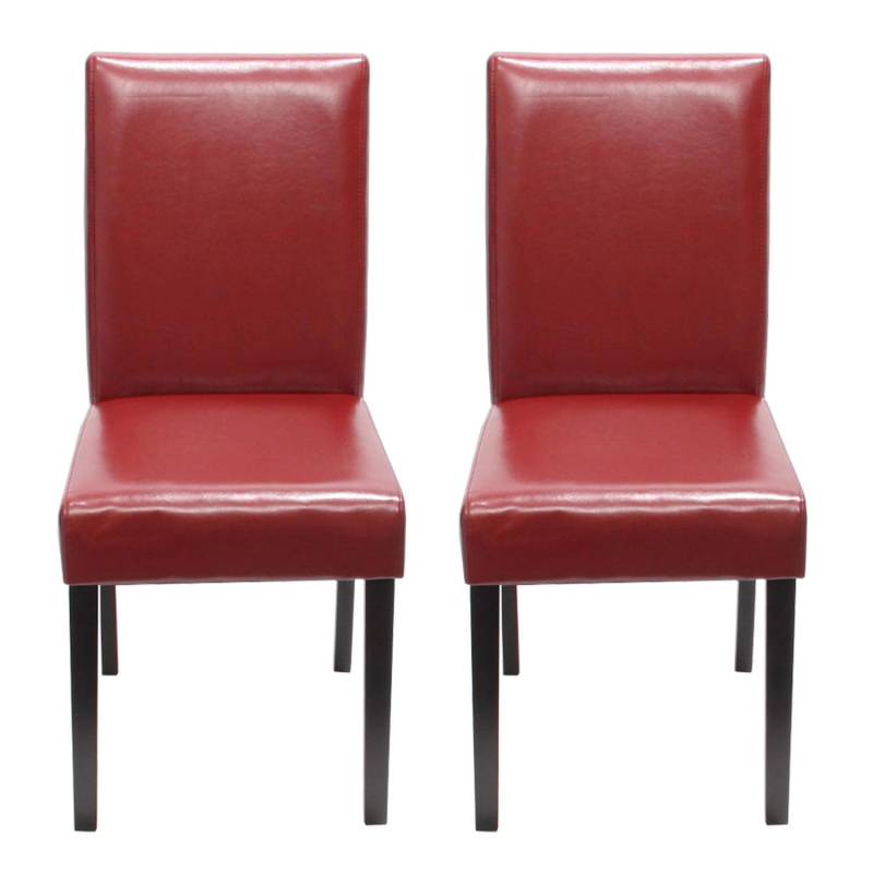 MCW Esszimmerstuhl Littau 2er-Set Leder Rot Dunkle Beine von MCW