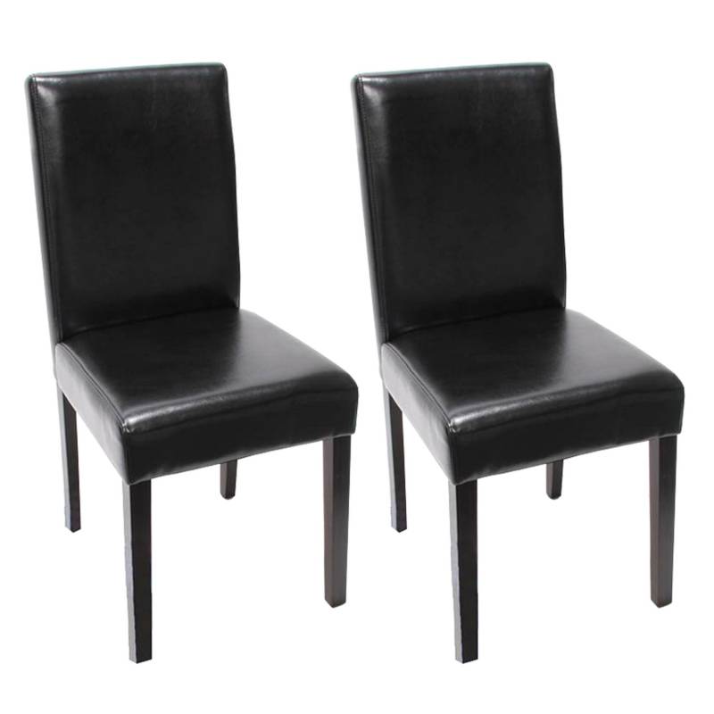 MCW Esszimmerstuhl Littau 2er-Set Leder Schwarz Dunkle Beine von MCW