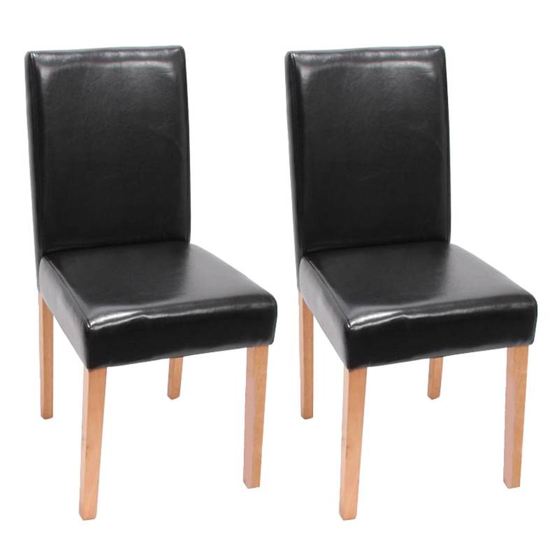 MCW Esszimmerstuhl Littau 2er-Set Leder Schwarz Helle Beine von MCW