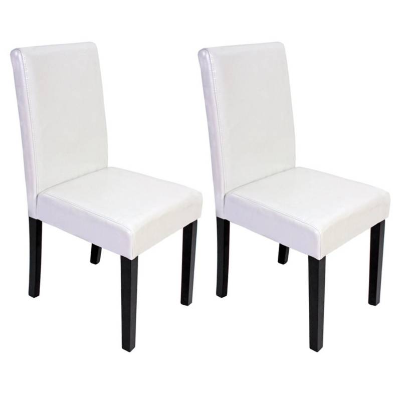 MCW Esszimmerstuhl Littau 2er-Set Leder Weiß Dunkle Beine von MCW