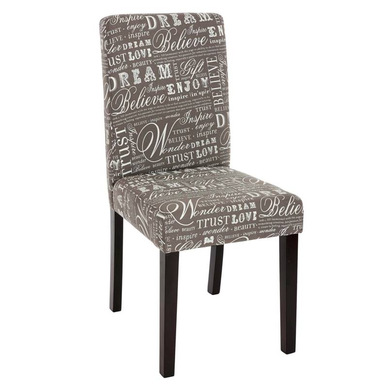 MCW Esszimmerstuhl Littau 2er-Set Textil mit Schriftzug Grau Dunkle Beine von MCW