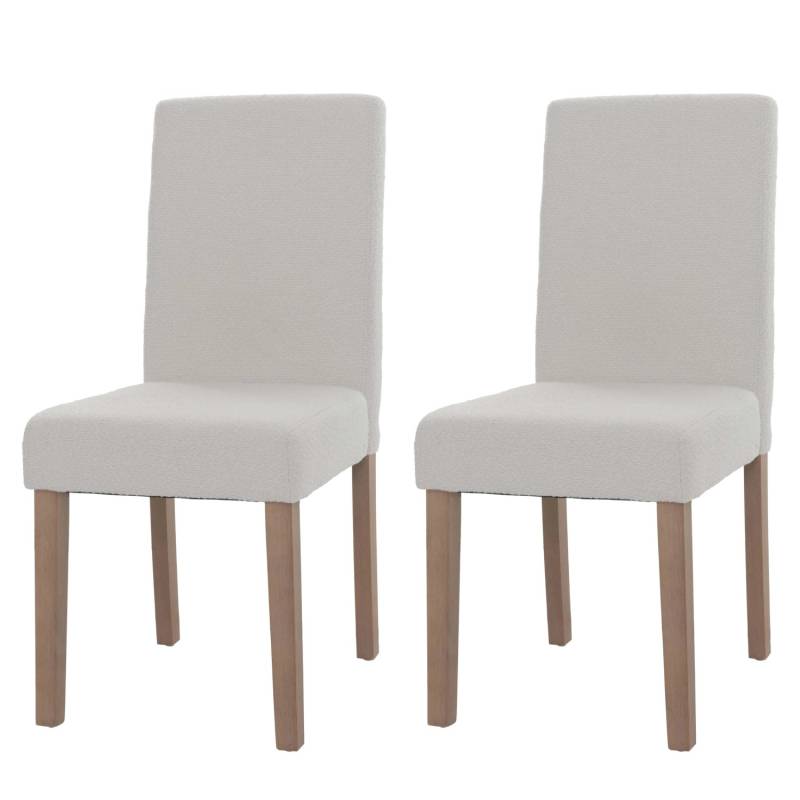 MCW Esszimmerstuhl Littau Boucle 2er-Set Creme Naturfarbene Beine von MCW