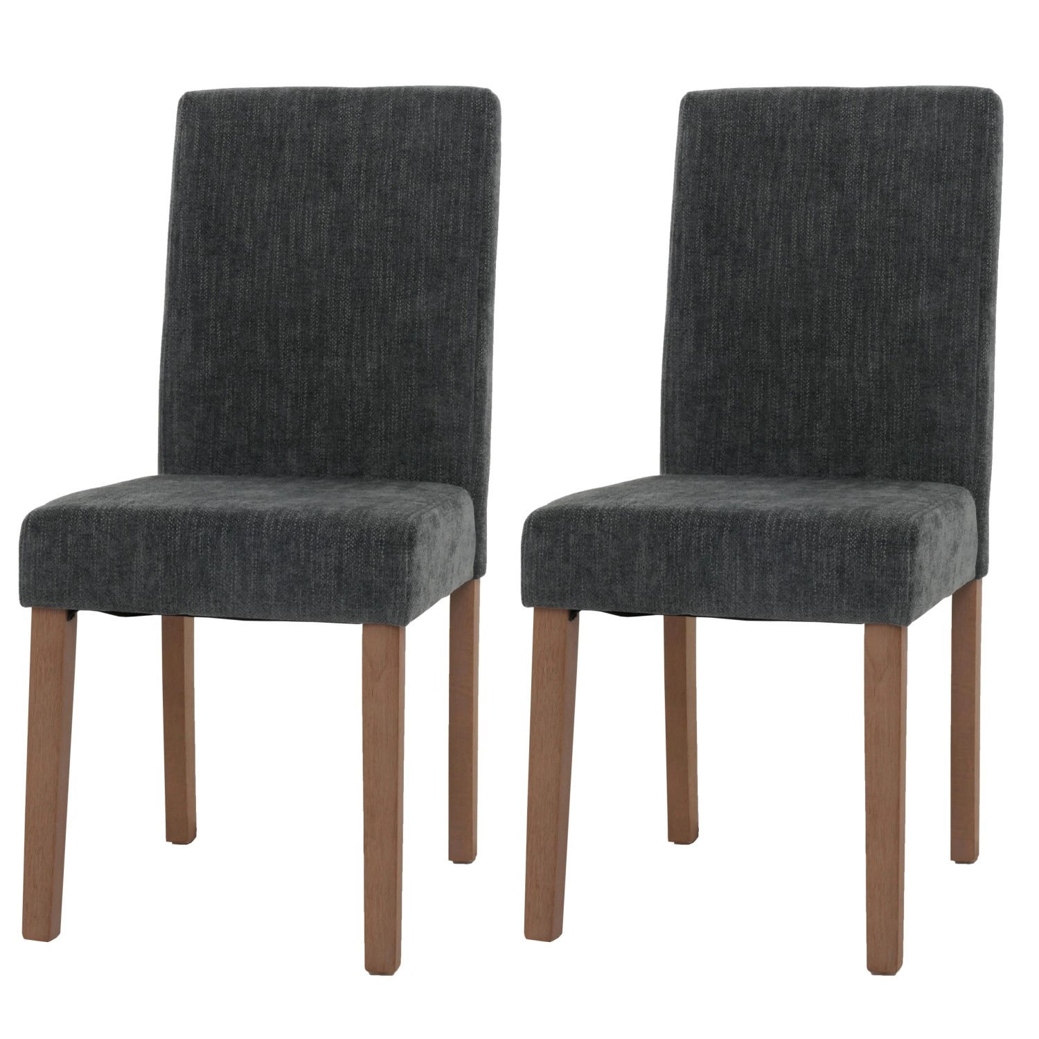 MCW Esszimmerstuhl Littau Chenille 2er-Set Dunkelgrau Naturfarbene Beine von MCW
