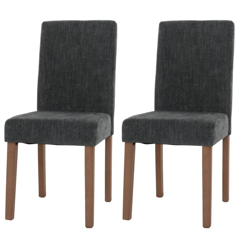 MCW Esszimmerstuhl Littau Chenille 2er-Set Dunkelgrau Naturfarbene Beine von MCW