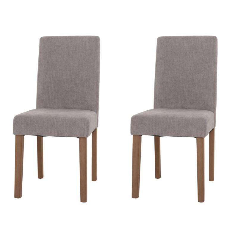MCW Esszimmerstuhl Littau Chenille 2er-Set Hellgrau Naturfarbene Beine von MCW