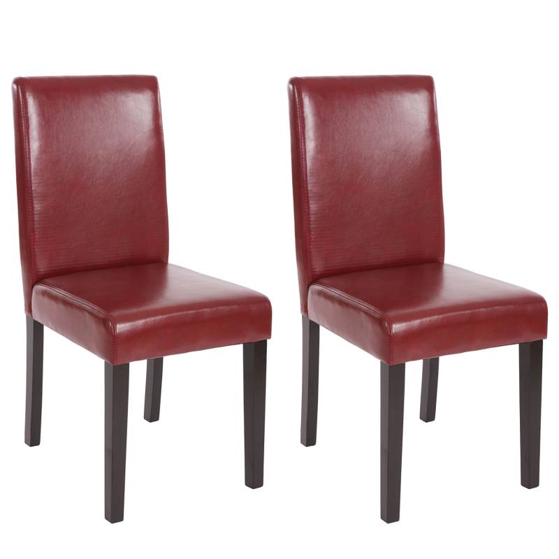 MCW Esszimmerstuhl Littau Kunstleder 2er-Set Kunstleder Rot-Braun Dunkle Beine von MCW