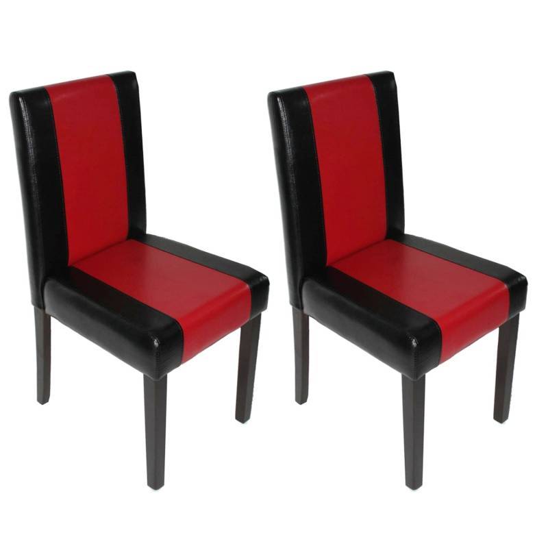MCW Esszimmerstuhl Littau Kunstleder 2er-Set Kunstleder Schwarz-Rot Dunkle Beine von MCW