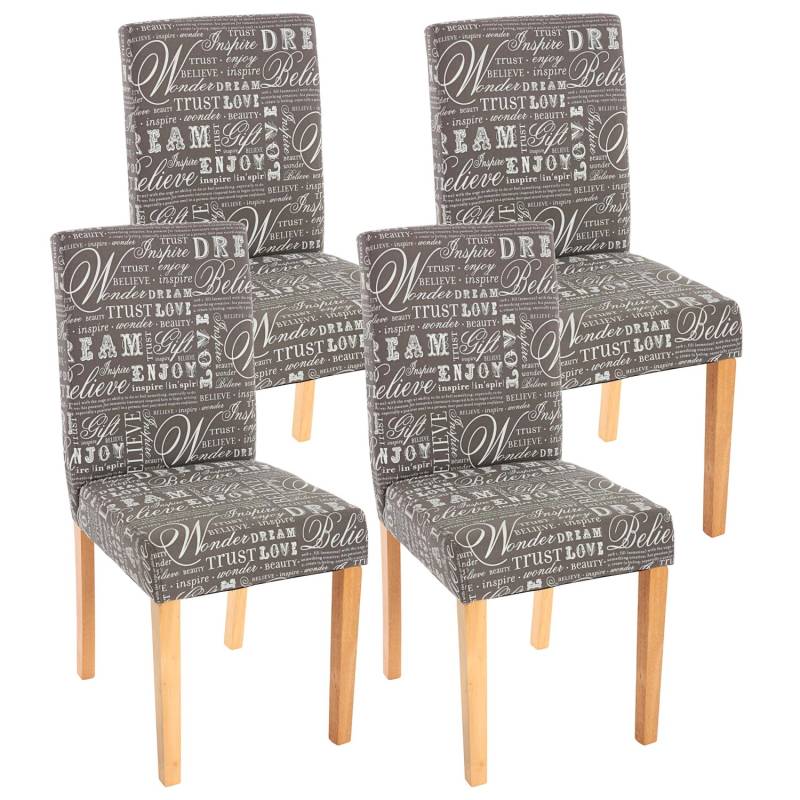 MCW Esszimmerstuhl Littau Schrift 4er-Set Textil mit Schriftzug Grau Helle Beine von MCW