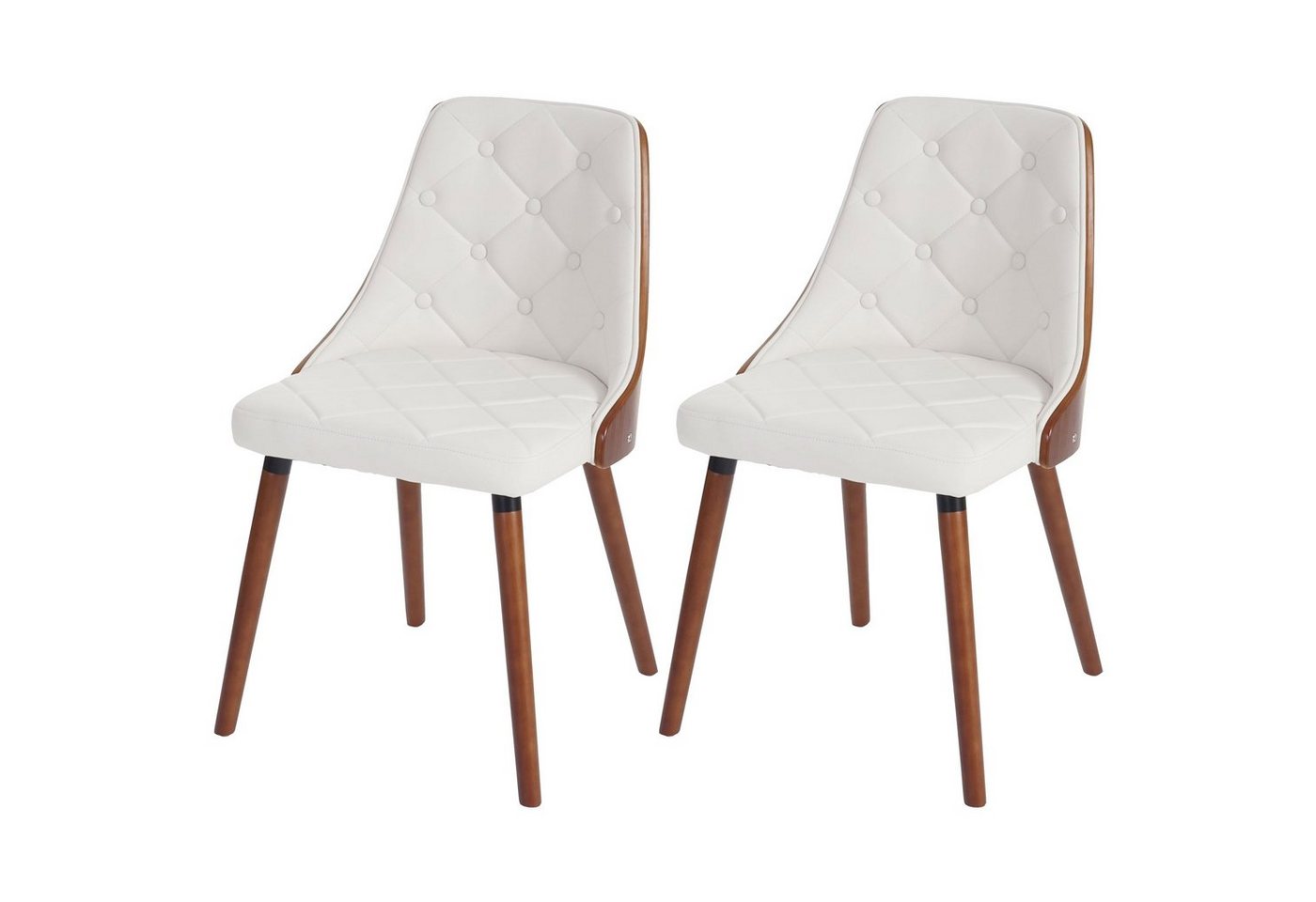 MCW Esszimmerstuhl MCW-A75-2 (Set, 2 St), 2er-Set, Walnuss-Optik, Bodenschonende Kunststoff-Gleiter von MCW