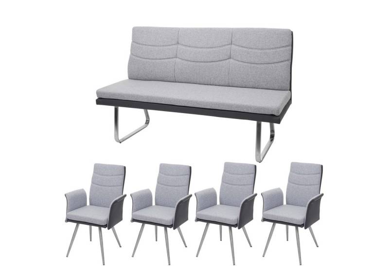 MCW Esszimmerstuhl MCW-G54-2 (Stühle mit Armlehne, 4 St), 4er-Set, inklusive 3-Sitzer Bank, abgerundete Ecken, Fußbodenschoner von MCW