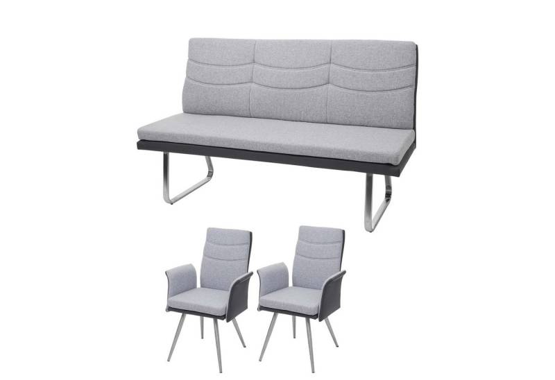 MCW Esszimmerstuhl MCW-G54-3 (Stühle mit Armlehne, 2 St), 2er-Set, inklusive 3-Sitzer Bank, mit Ziernaht, mit Bodenschoner von MCW