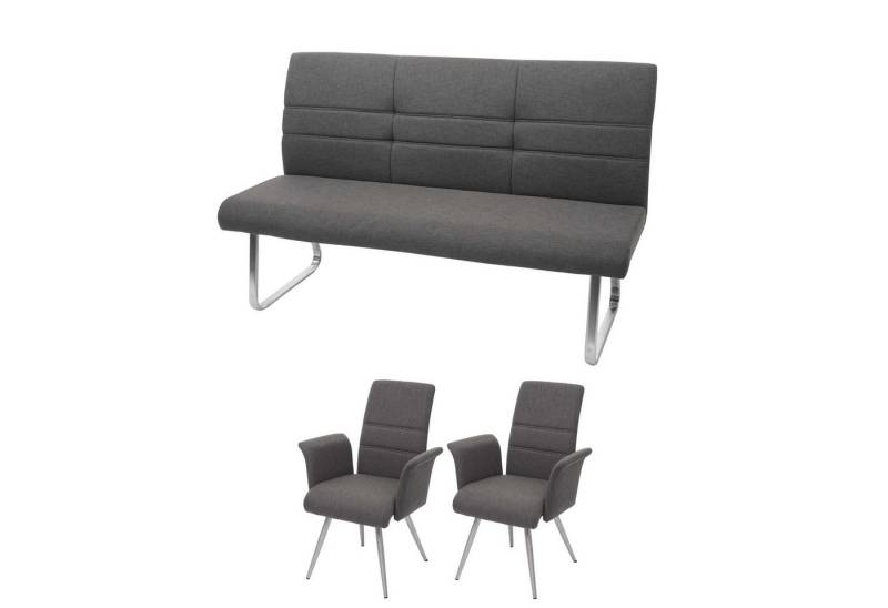 MCW Esszimmerstuhl MCW-G55-4 (Stühle mit Armlehne, 2 St), 2er-Set, inklusive 3-Sitzer Bank, mit Ziernaht, mit Fußbodenschoner von MCW