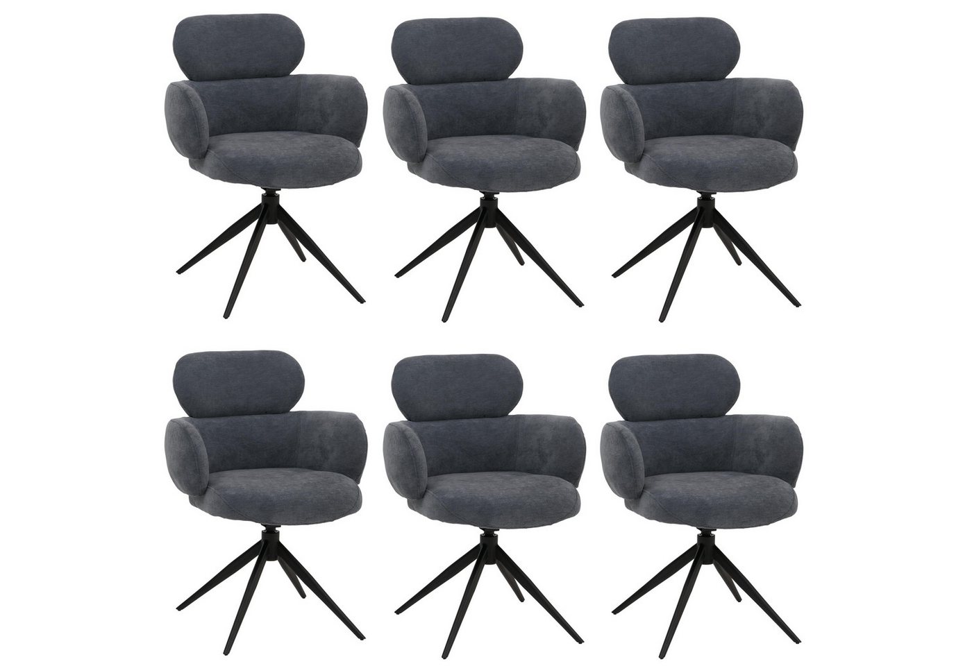 MCW Esszimmerstuhl MCW-O77-6 (Set, 6 St), Um 360° drehbar, Moderner Chenille Stoffbezug, Mit Fußbodenschonern von MCW