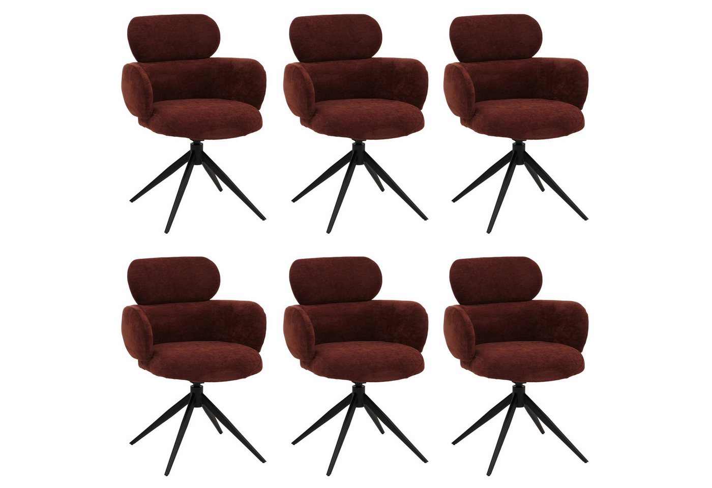 MCW Esszimmerstuhl MCW-O77-6 (Set, 6 St), Um 360° drehbar, Moderner Chenille Stoffbezug, Mit Fußbodenschonern von MCW