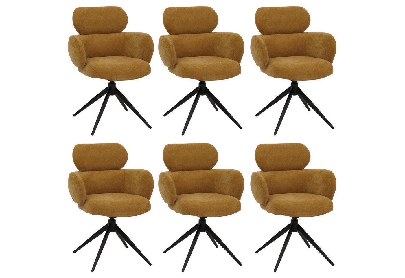 MCW Esszimmerstuhl MCW-O77-6 (Set, 6 St), Um 360° drehbar, Moderner Chenille Stoffbezug, Mit Fußbodenschonern von MCW