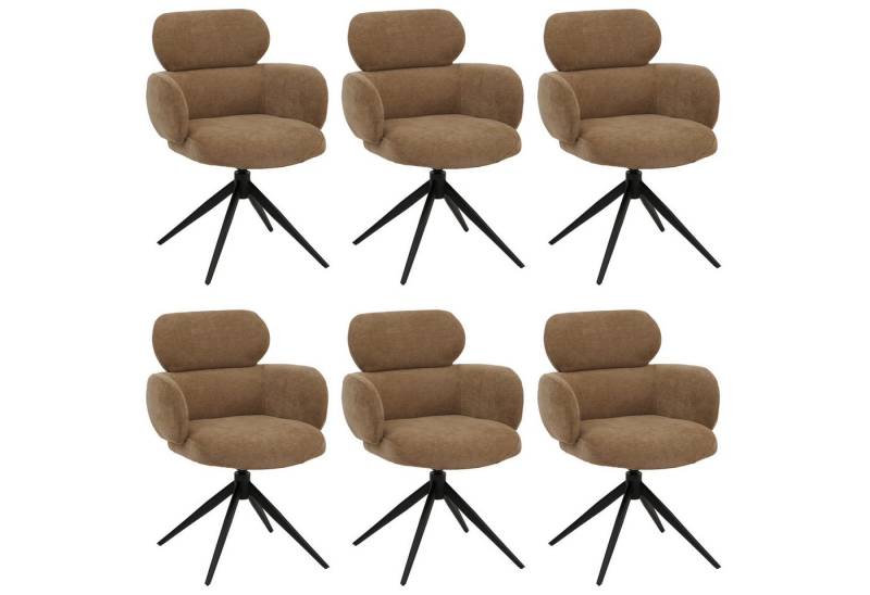 MCW Esszimmerstuhl MCW-O77-6 (Set, 6 St), Um 360° drehbar, Moderner Chenille Stoffbezug, Mit Fußbodenschonern von MCW